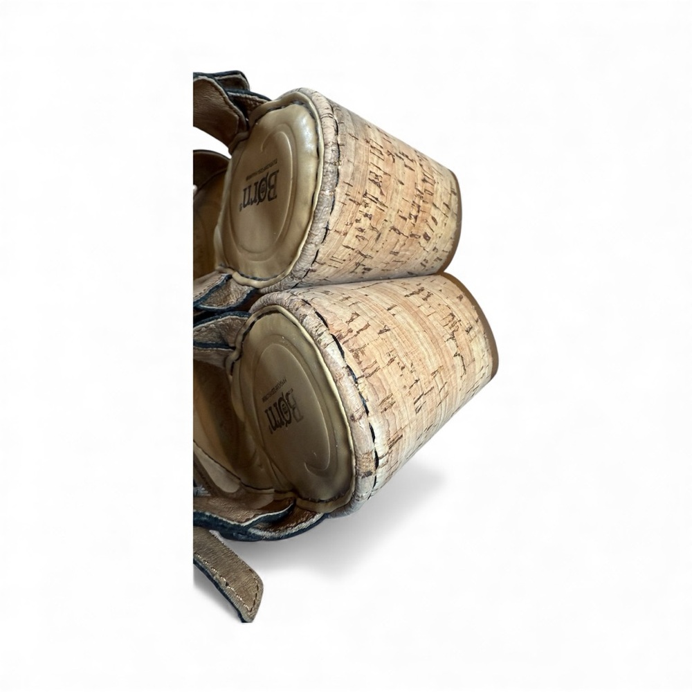 Born Black Leather Cork Wedge Sandals - Picture 7 of 15